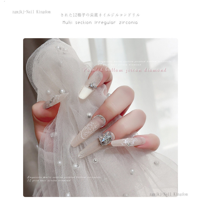 12pcs เพทาย รูปร่างพิเศษหลายส่วนแหลมด้านล่างเล็บเครื่องประ รูปที่ 5