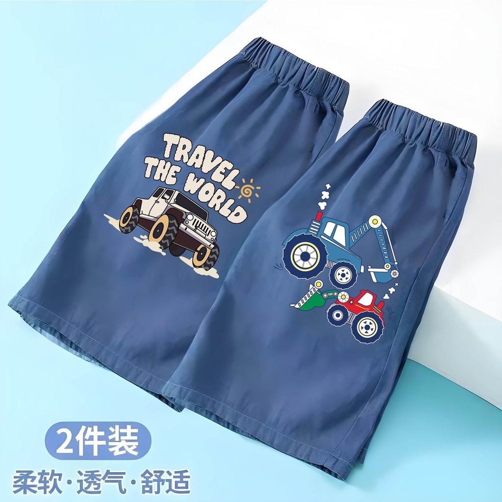 ขาสั้นเด็กชาย กางเกงขาสั้น Tencel แบบสบายๆ กางเกงกีฬา Tencel ใหม่บาง