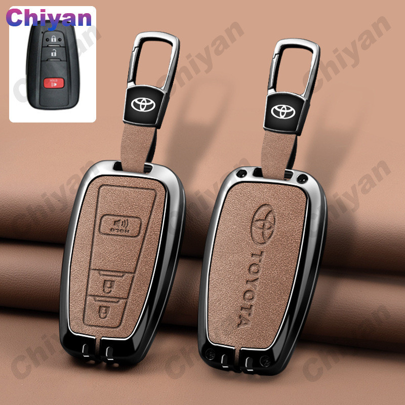สังกะสีอัลลอยด์หนังแท้กุญแจรถสมาร์ทรีโมท Fob Shell ป้องกันสําหรับ Toyota Corolla Cross Altis CHR CH-
