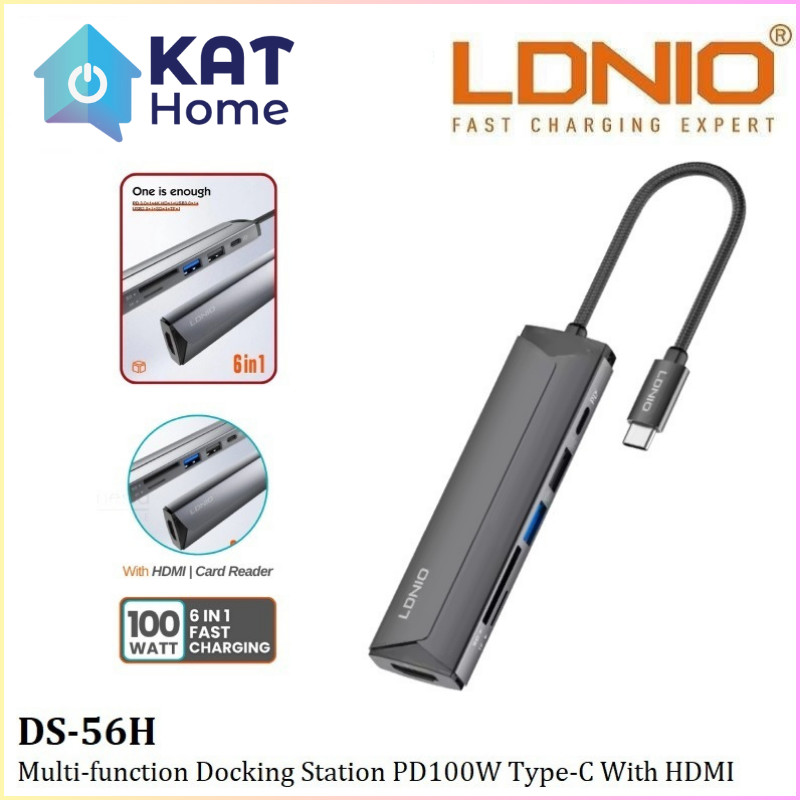 LDNIO DS-56H 6IN1 MULTI-FUNCTION USB-C PD3.0 2.0 DOCKING สถานีพร้อม HDMI 4KHD ข้อมูล TRANSMISSION 5G