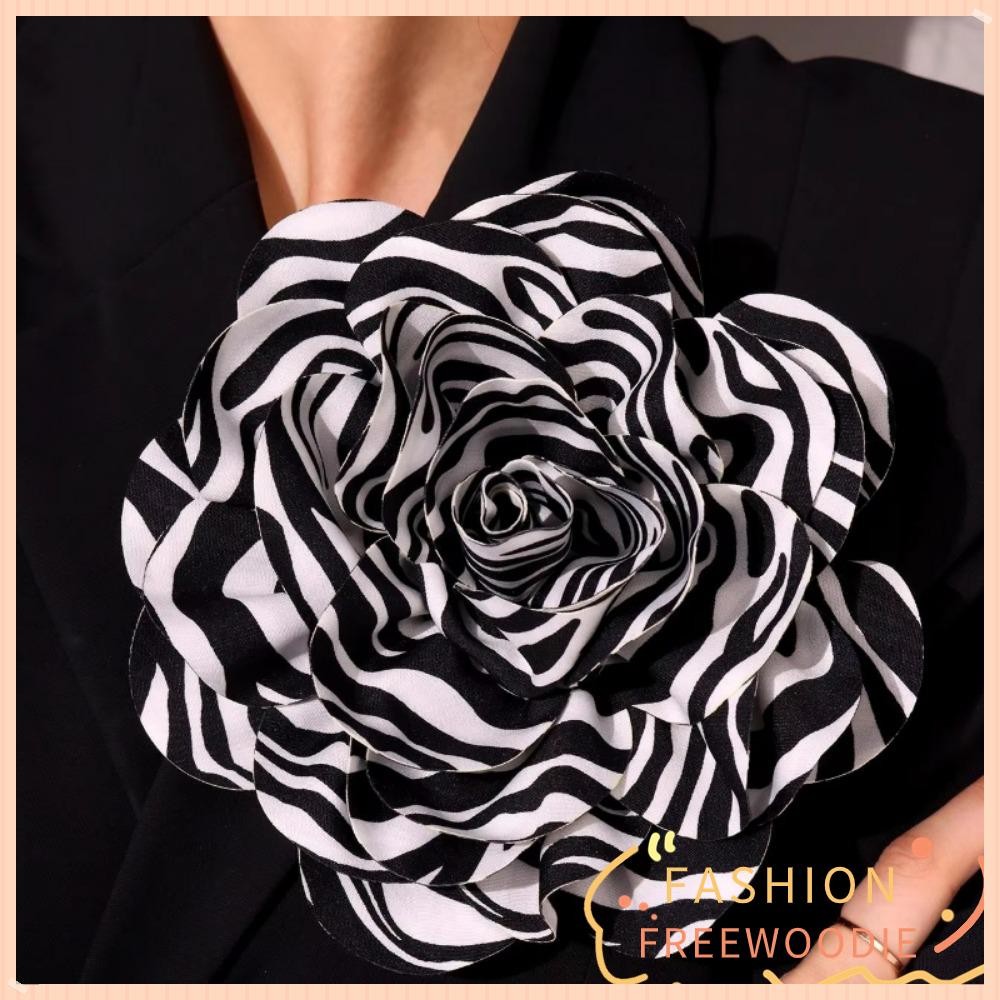 ฟรีวูดกี้ ดอกไม้ผ้าเข็มกลัด,ลายม้าลายขนาดใหญ่ฝรั่งเศสซาตินเข็มกลัด,วินเทจที่มีสีสันลายแฮนด์เมดดอกไม้19เซนติเมตรเข็มกลัดขาส