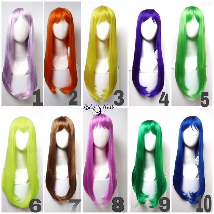 วิกผมคอสเพลย์ยาวตรงสีสันสดใส วิกผมไฟเบอร์ LH51 W - 2