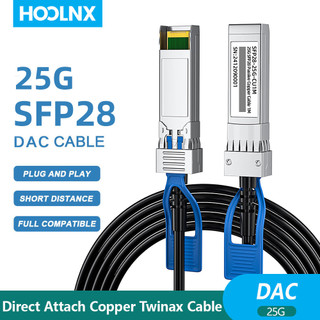 HOOLNX 25G SFP28 Twinax Cable, Direct Mounted Copper(DAC) Passive Cable 0.5-5M, For Ubiquiti,Cisco,Huawei,MikroTik,HP,Intel...สวิตช์ ฯลฯ