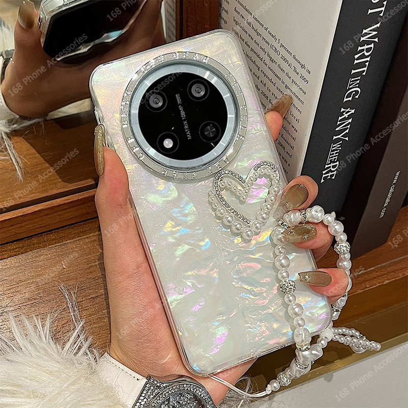 เคส Honor X9C X9D 5G เคสกันกระแทกกลิตเตอร์ลายหอยเม่น เคสแข็งด้านแมตต์เพชรคริสตันพร้อมกรอบโลหะและป้องกันกล้อง ขอบใสแบบนุ่ม