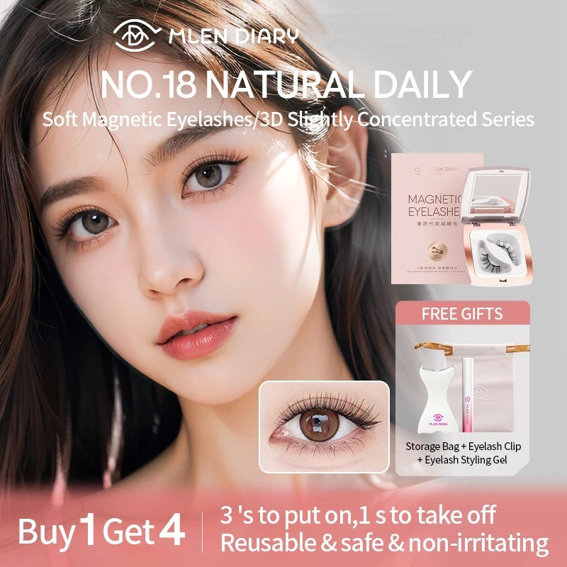 MLEN Diary Comics ขนตาธรรมดา ขนตาปลอมแม่เหล็กอ่อน Magnetic Supernatural ทําซ้ําจําลองยาวนาน