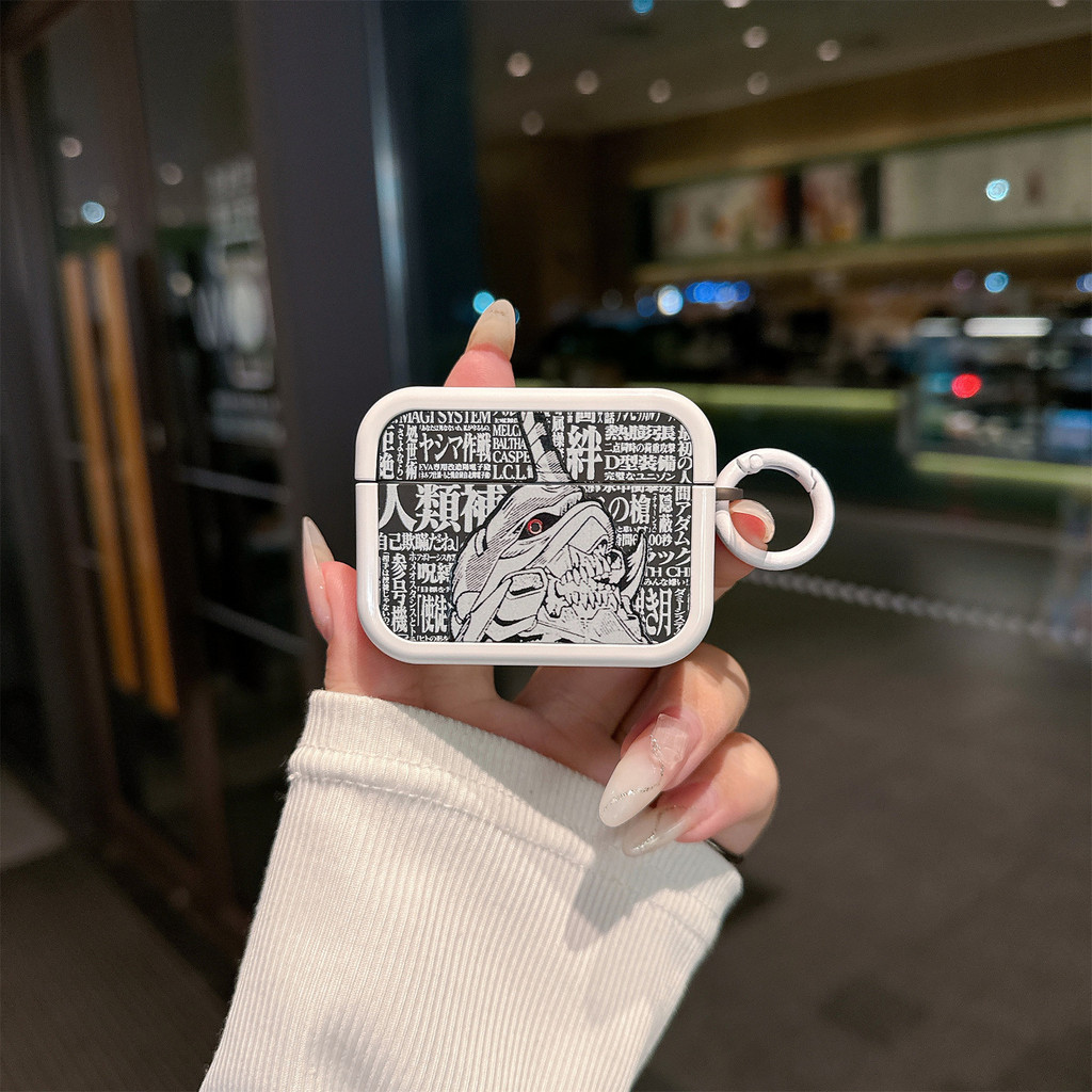 สีดําและสีขาว Neon Genesis Evangelion EVA Airpods Pro2 กรณี Airpods 4/4 (ANC) กันกระแทกหูฟัง IMD สํา