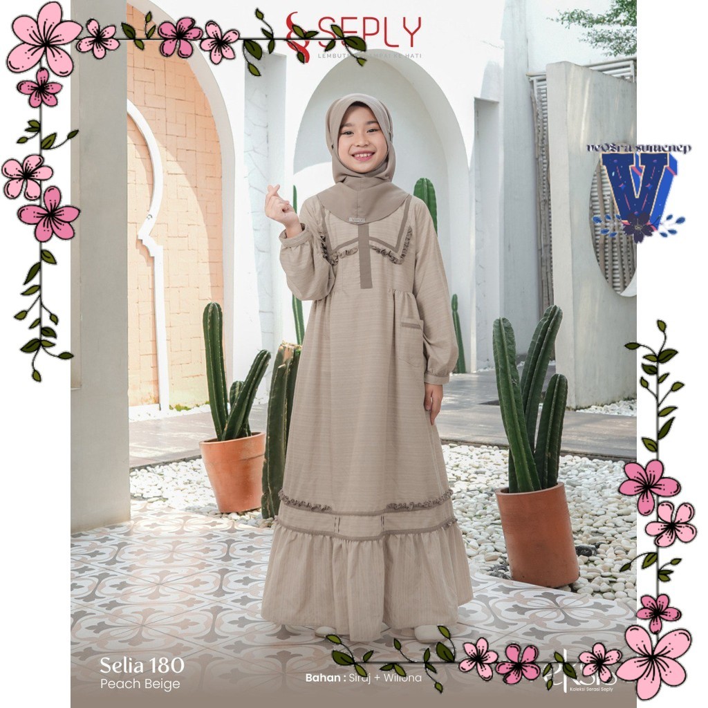 Gamis เด็กธรรมดาธรรมดาธรรมดา Selia 180 ชุดอิสลาม By Seply Ethica
