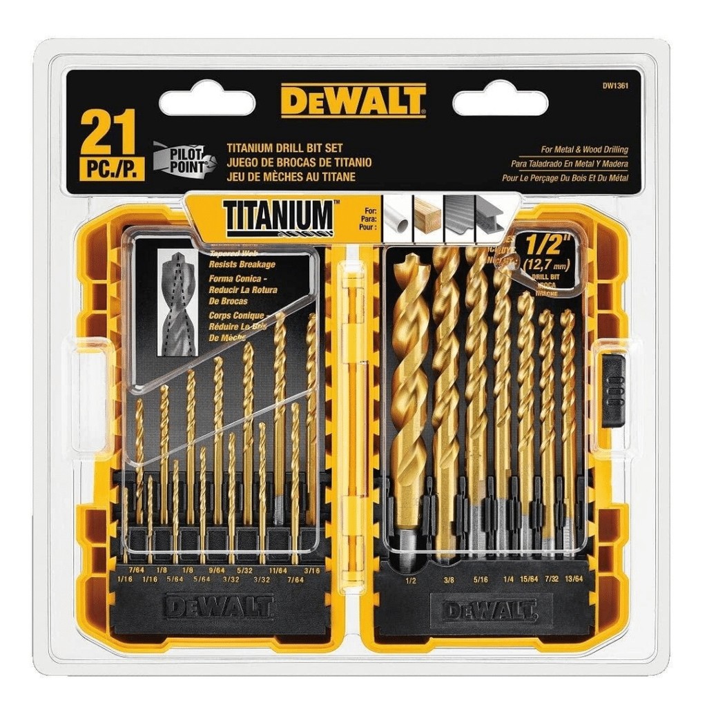 ชุดดอกสว่านนำร่องไทเทเนียม DEWALT รุ่น DW1361 ของแท้ ชุดดอกสว่าน DW1361