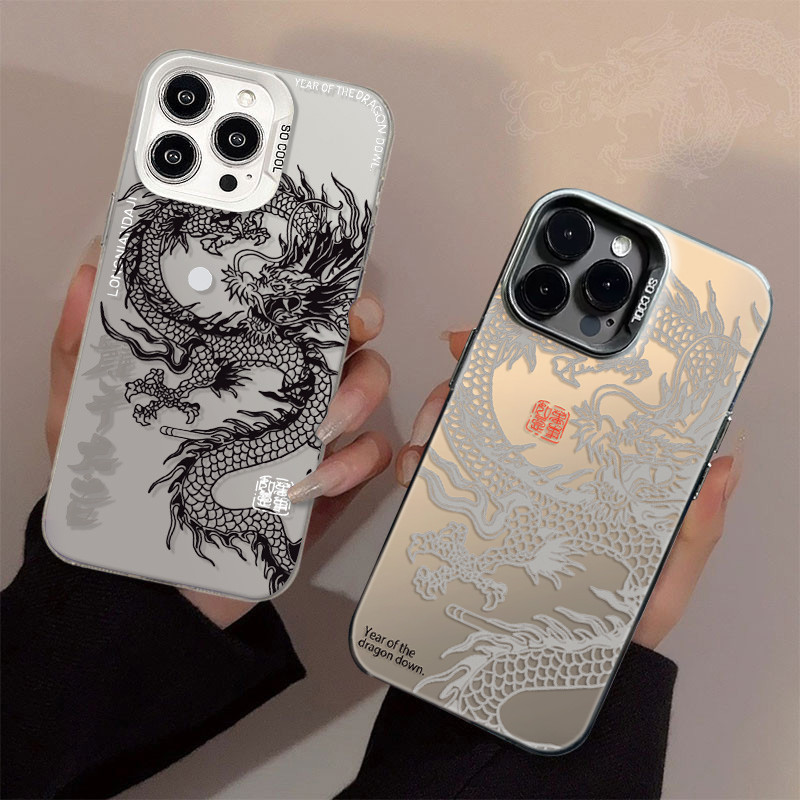 เคส Realme C35 C25 C51s C55 C67 C15 C33 C51 C12 C53 C21 C3 7i C30 5i C20 5 C11 C17 Note 50 แบรนด์อินเทรนด์เย็นมังกรยาวคู