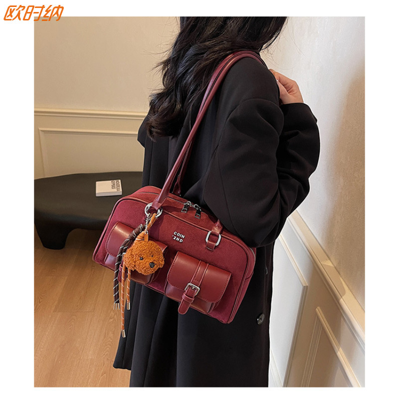 Juststar กระเป๋าบอสตันผู้หญิงใหม่ retro niche high-end ความจุขนาดใหญ่ไหล่เดี่ยวมือถือรักแร้กระเป๋า