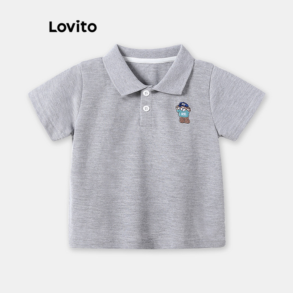 เสื้อยืดโปโลแขนสั้นลายการ์ตูนหมีสําหรับเด็กผู้ชาย รุ่น NS90-NOV24-F รหัส TSNS90BK039