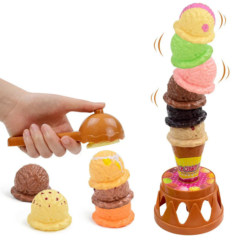 Children Simulation Food Kitchen Toy Ice Cream Stack Up Play Kids Pretend Play Shopping Toys Educati