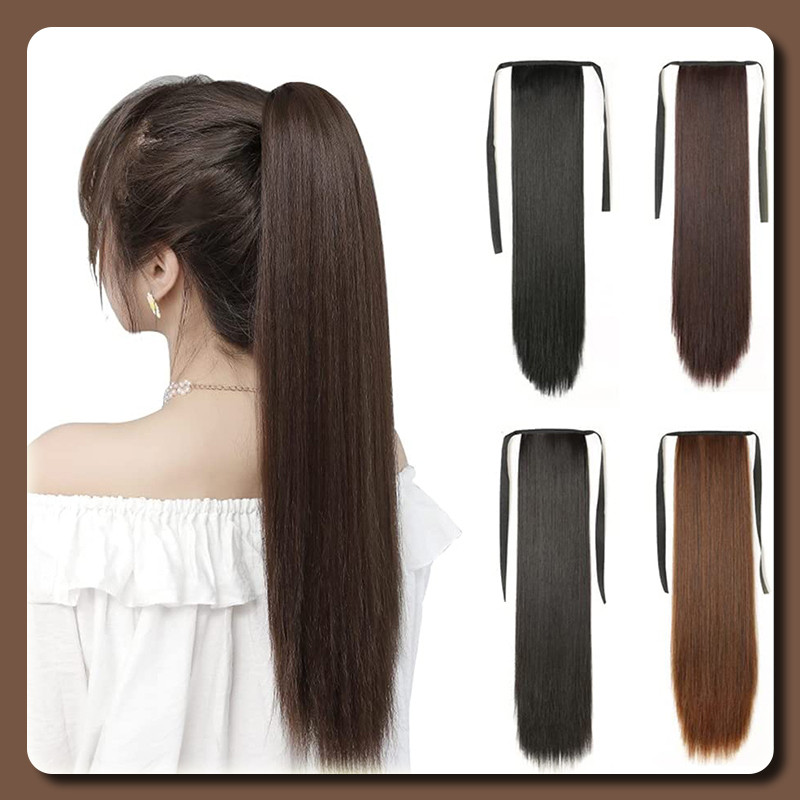 YTL แฮร์พีชหางม้า 150g.หนาพิเศษ ผมยาวตรง ยาว 45/55/65cm. (สีดำ/สีน้ำตาลเข้ม) สวยเนียนธรรมชาติ