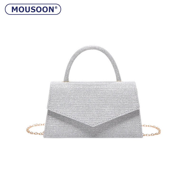Mousoon แฟชั่นเพชร-Emped กระเป๋าสี่เหลี่ยมเล็กผู้หญิงใหม่ Ins อินเทรนด์กระเป๋าสะพายเฉพาะ Niche Casual Messenger กระเป๋า