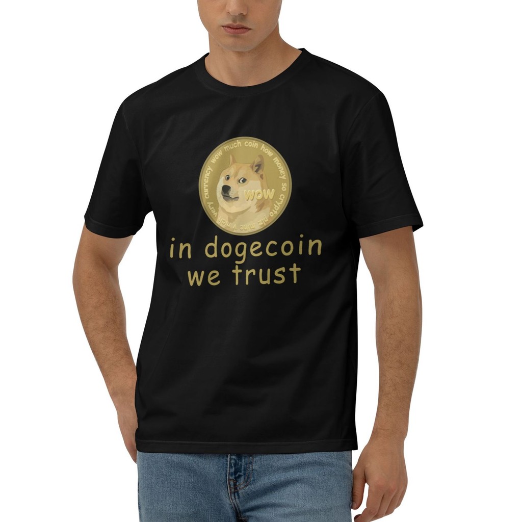 In Doge Coin We Trust To Moon Crypto Rhyme Bitcoin เสื้อยืดผ้าฝ้าย