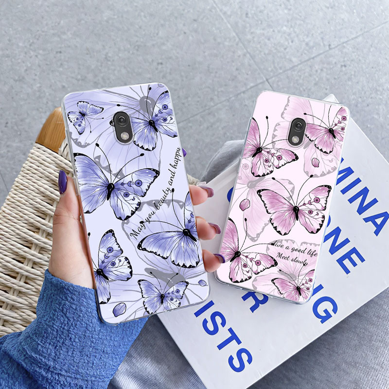 สําหรับ โนเกีย 215 220 235 4ก 2024 กรณีเคสโทรศัพท์หรูหราสําหรับ โนเกีย215 4ก 2024 ผีเสื้อดอกไม้ล้างซิลิโคนอ่อนนุ่มฝาครอบป้องกัน