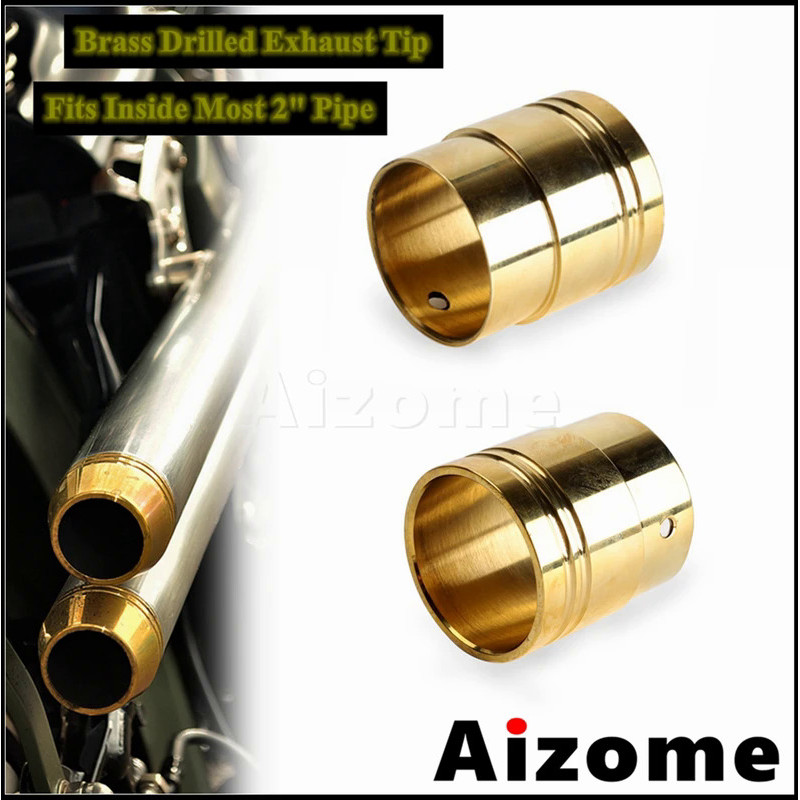 Mo Universal 1-7/8" Muffler Pipe Motorcycle Exhaust Tips Brass For Harley Chopper Bobber Old School 