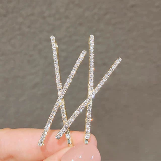 ในไทย-พร้อมส่ง✨อารมณ์คลิปผม Minimalist ข้าม Rhinestone เรียบคลิปขอบสาวคลิปด้านบนคลิปผมหญิง-Move