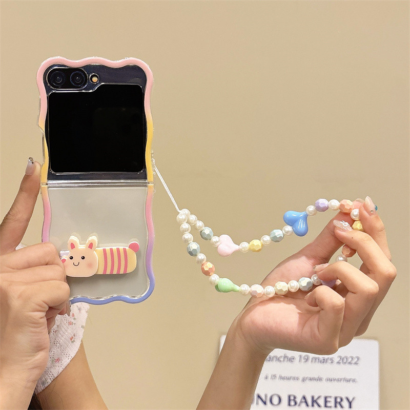 Luken สําหรับ Samsung Galaxy Z FLIP 6 3 4 5 กรณีน่ารักไดโนเสาร์สร้อยข้อมือ Wave กันกระแทกสําหรับ Sam