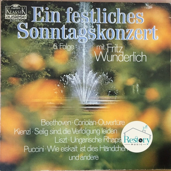 แผ่นเสียง Fritz Wunderlich - Ein Festliches Sonntagskonzert 6. Folge (Vinyl) (VG+)