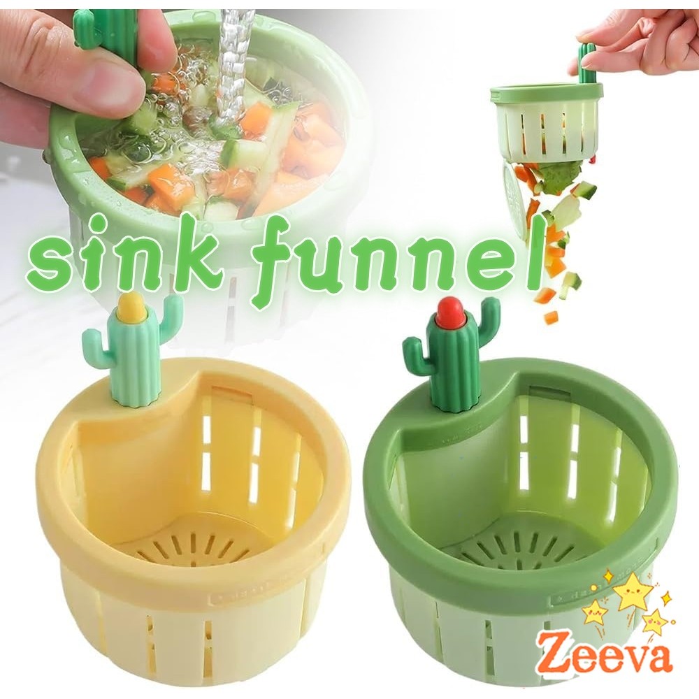 Zeeva【มีสินค้าในสต๊อก】 ตะกร้ากรองเศษอาหาร ที่กรองเศษท่อในอ่างล้างจาน พร้อมที่กดใช้งานง่าย sink filter