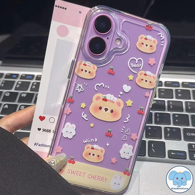 หมีน่ารักโบว์เชอร์รี่เคส Samsung A06 A12 A55 A13 A20 A03 A03s A50 A02s A20s A51 A52s A33 A32 A52 A30 A21s