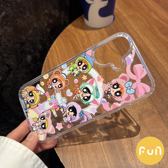 การ์ตูน ดิสนีย์ ที่ พาวเวอร์พัฟ สาวผู้ถือยืนชาร์จไร้สายโทรศัพท์มือถือกรณีเข้ากันได้สําหรับ ไอโฟน 16 15 บวก 14 13 12 มือโปร สูงสุด 11อะคริลิแม่เหล็กกันกระแทกมือถ - รูปที่ 4