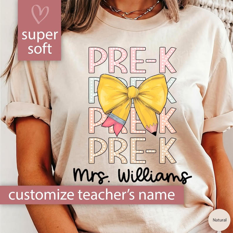 Pre K Teacher Shirt, Custom Coquette Bow Pre-K Shirt For Teacher T Shirt, Pre K T-Shirt for Teacher 