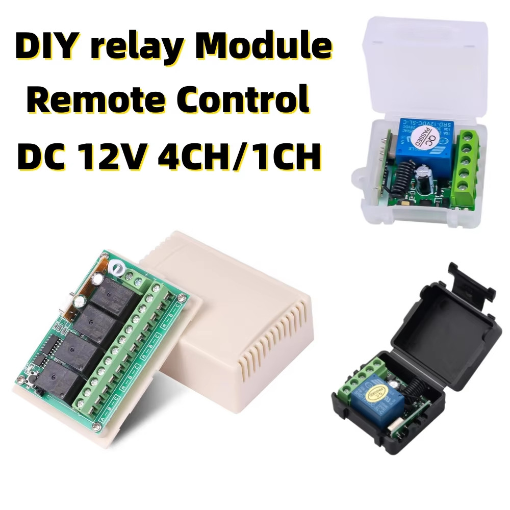 433mhz 4 CH Universal รีโมทคอนโทรลไร้สายสวิทช์ DC 12V 1CH RF รีเลย์ตัวรับสัญญาณโมดูล DIY สําหรับสมาร์ทบ้านโรงรถประตู