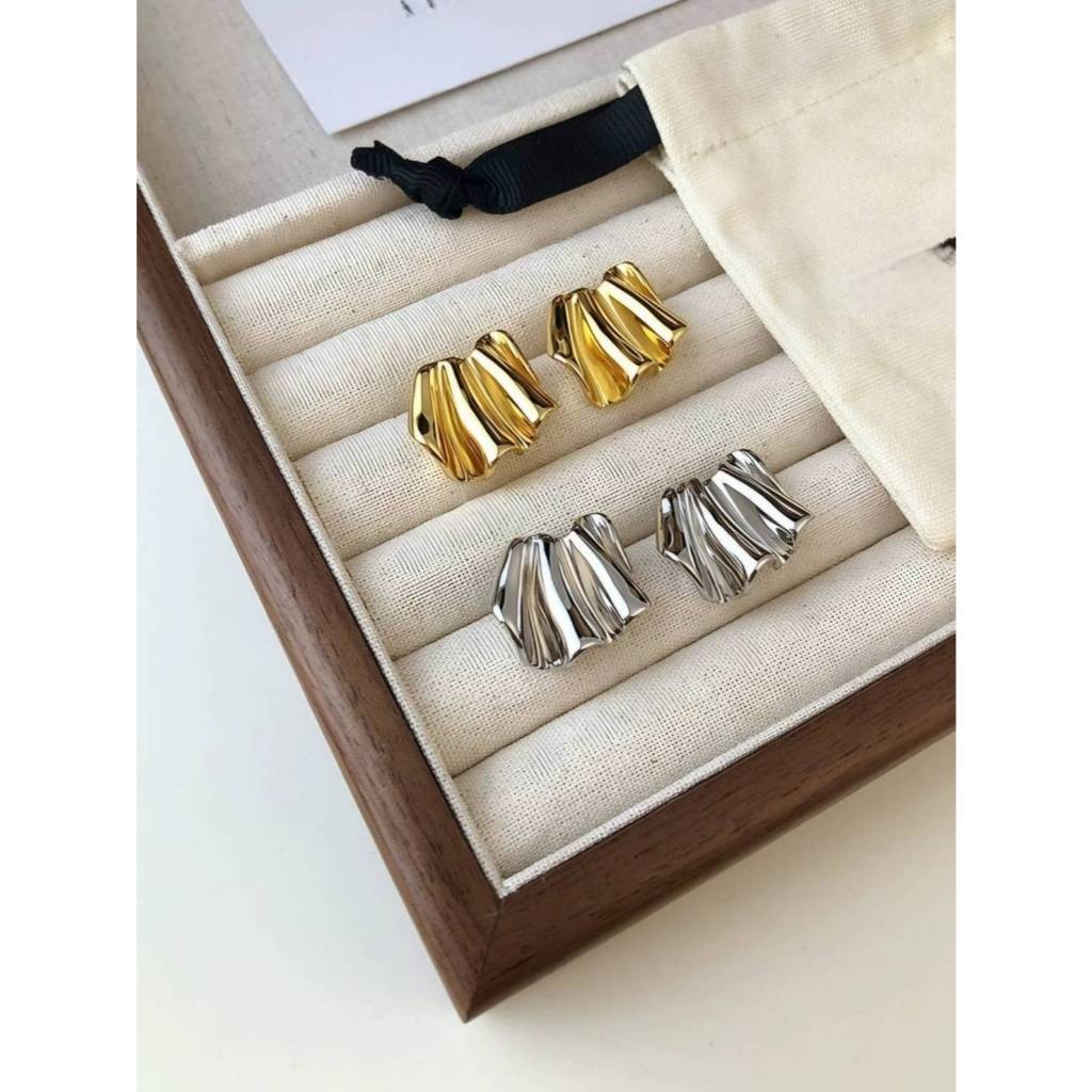 ✨LULU✨ Wavy Silver925 needle (ML-003) ต่างหู ก้านเงิน(S925)