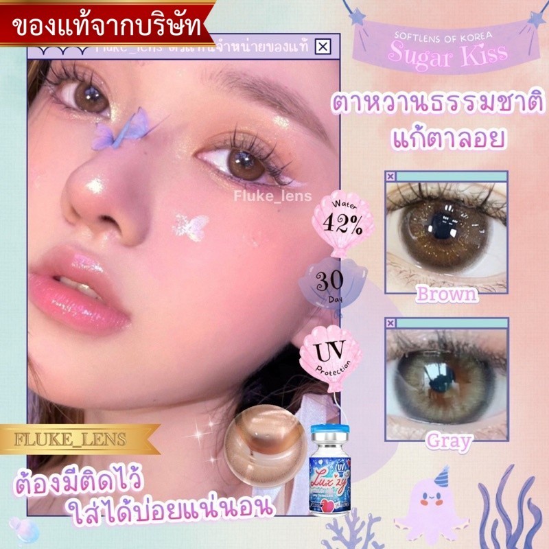 คอนแทคเลนส์ Sugar Kiss ใส่สบายตา ตาหวาน สีสุภาพ (ขนาดเกินตาเล็กน้อย) ใส่ได้แม้ไม่แต่งหน้า Luxzylens sugarkiss