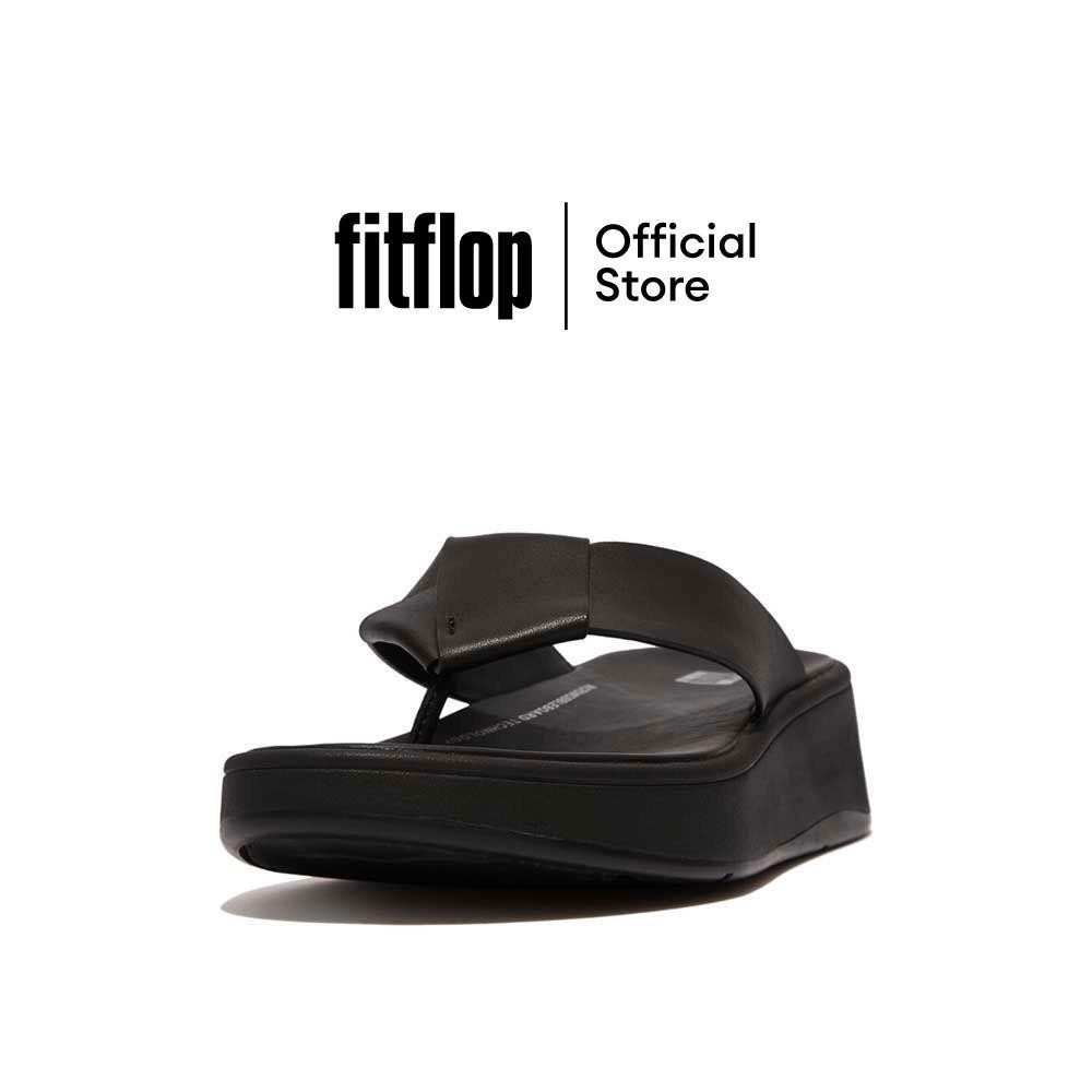 FITFLOP F-MODE FOLDED-LEATHER FLATFORM รองเท้าแตะแบบหูหนีบผู้หญิง รุ่น GN2-090 สี ALL BLACK