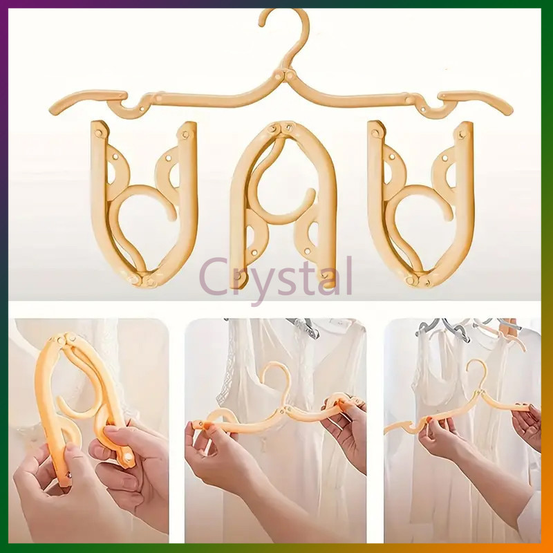Crystal ไม้แขวนเสื้อพับได้ ไม้แขวน ขนาดพกพา สีพาสเทล ไม้แขวนเสื้อพับได้