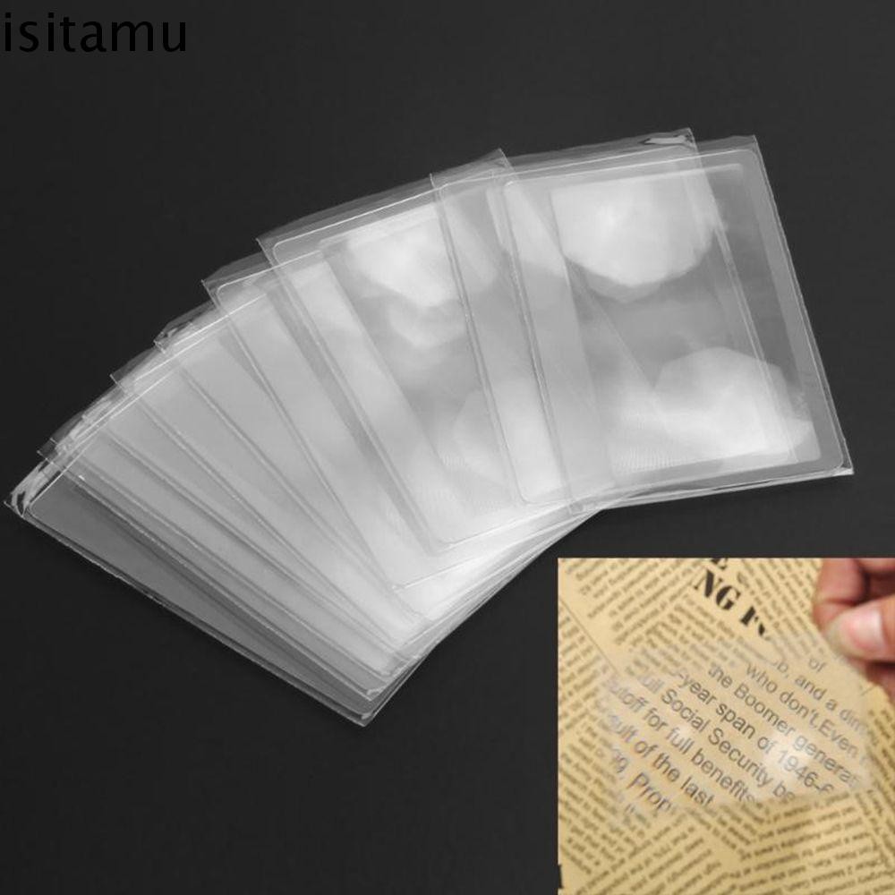 Isitaft แว่นขยาย 10 ชิ้นสําหรับอ่านหนังสือหนังสือพิมพ์ 3X บัตรเครดิตรูปร่างแว่นขยาย