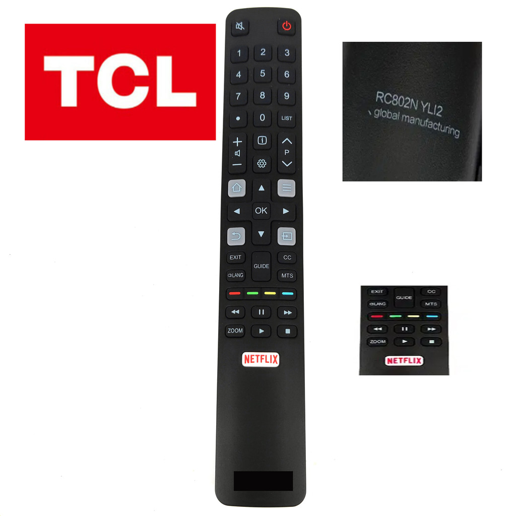 TCL รีโมทคอนโทรล RC802N สําหรับ TCL สมาร์ททีวี Netflix BRC802N 40A325 / 32A325 / 55S405 / 40S305 / 6