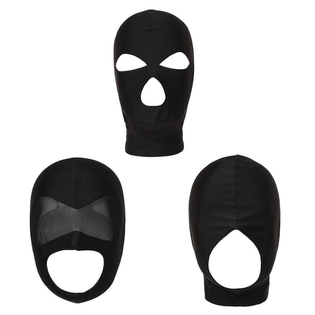 Yeahdor ผู้ใหญ่สีดํา Breathable คลุมทั้งหมดหมวกตัดตาข่าย Face Mask ยืด Balaclava Hoods สําหรับฮาโลวีนคอสเพลย์หมวกกันน็อครถจักรยานยนต์เรียงราย