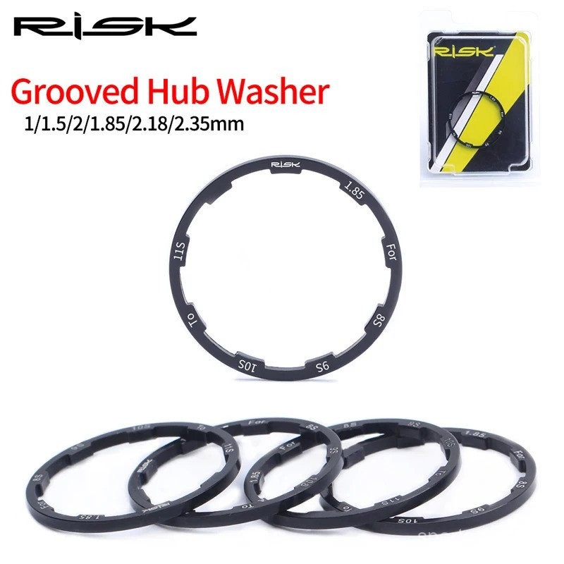 Risk 1/1.5/2/1.85/2.18/2.35มม. จักรยาน HUB เครื่องซักผ้า MTB วงเล็บด้านล่าง spacers flywheel CASSETTE ปะเก็น Road BIKE freehub เครื่องซักผ้า