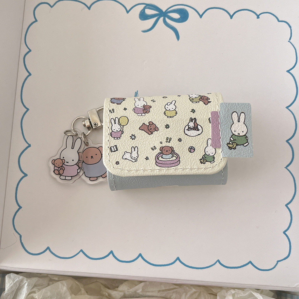 สําหรับ AirPods 4 เคสหนังน่ารักการ์ตูนหมี miffy กระต่ายพร้อมโซ่ AirPods 1/2 AirPods pro 2 AirPods 3 หูฟังไร้สายบลูทูธกรณีป้องกันกรณี