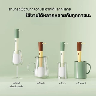แปรงอเนกประสงค์3in1(ถอดได้แปรงหัวกลม+แปรงซิลิโคนล้างขอบ+แปรงซอกซอน)ABS แปรงล้างแก้ว แปรงล้างขวดนม