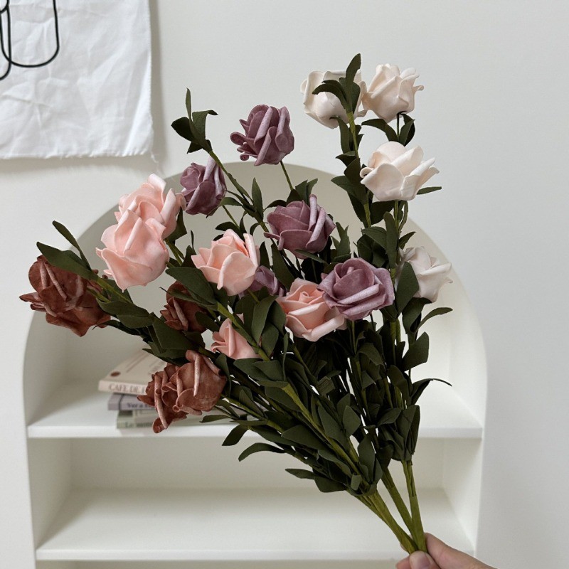 5 หัวประดิษฐ์ Pe ช่อดอกไม้ดอกกุหลาบสําหรับตกแต่งบ้านงานแต่งงานของขวัญวันวาเลนไทน์ดอกกุหลาบ - รูปที่ 4