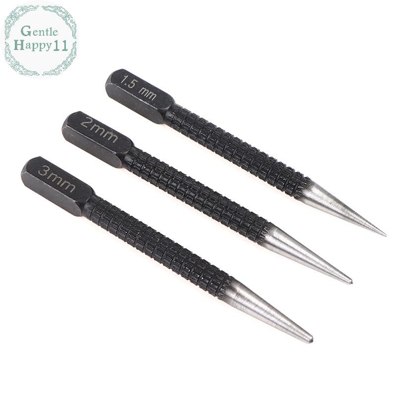 Gentlehappy 3 ชิ้น/เซ็ต Non Slip Center Punch Pin ชุดเจาะบิตโลหะผสมเหล็ก 3/32 "ไม้โลหะ TH