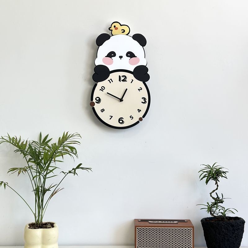 ผู้มีอิทธิพล แพนด้าสวิงนาฬิกาแขวนห้องนั่งเล่นในครัวเรือนแขวนผนังใหม่แขวนผนังนาฬิกาที่เรียบง่ายนาฬิกาแขวนสร้างสรรค์นาฬิกาเง - รูปที่ 6