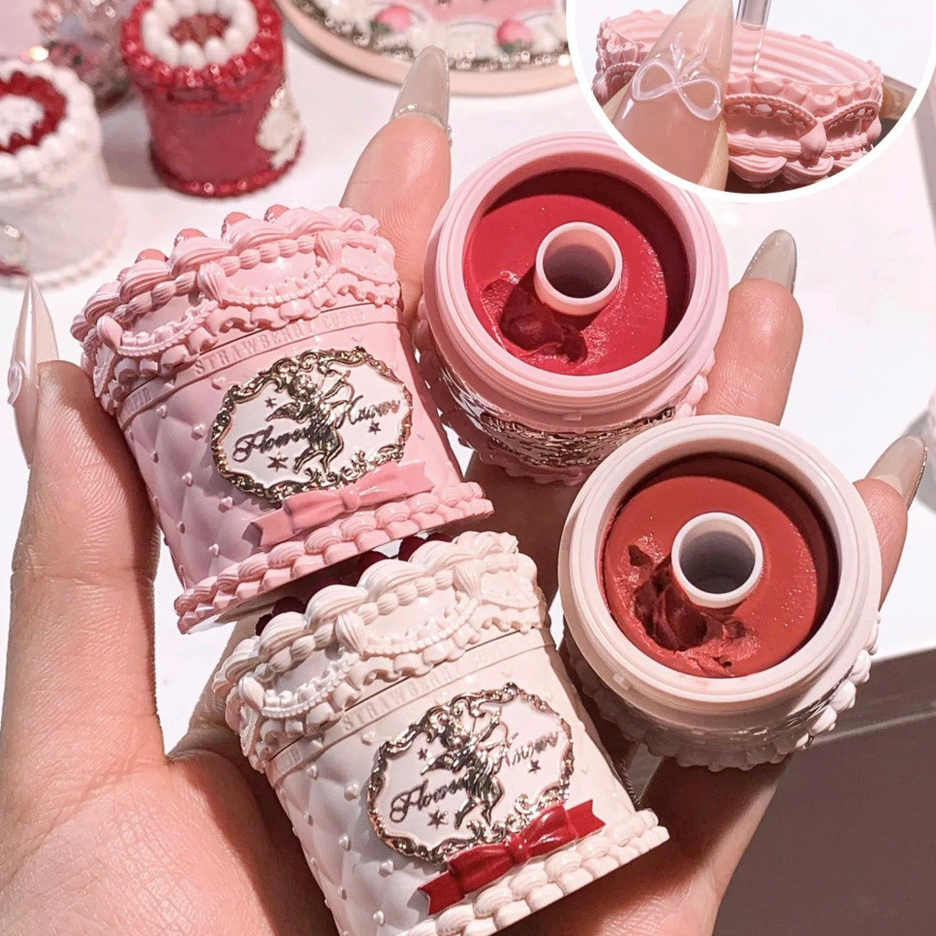 ใหม่ Presale Flower Knows Strawberry Cupid Cake Lip Mud Matte Finish Velvet White Hot Light Luxury Girly Style