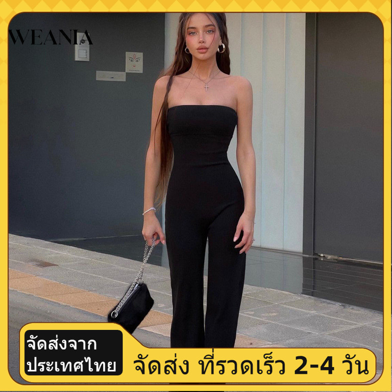 (shipped from Thailand) Weania ชุดจั๊มสูท เปิดไหล่ แขนกุด ทรงสลิมฟิต สําหรับผู้หญิง