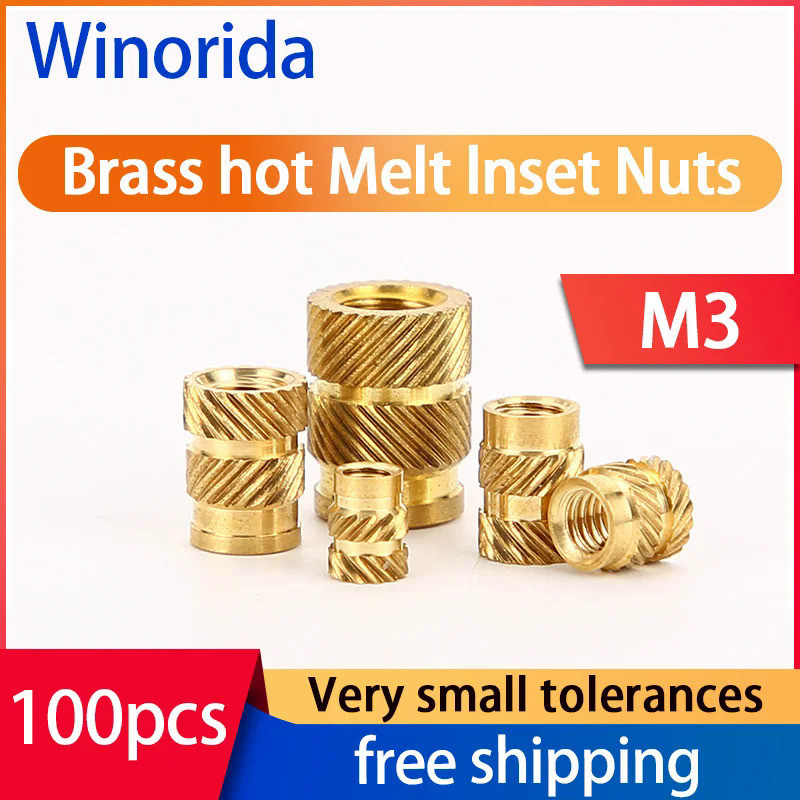 Brass Hot Melt Insert Nuts Heating Molding Copper Thread Inserts Nut SL-Type Double Twill Knurled In