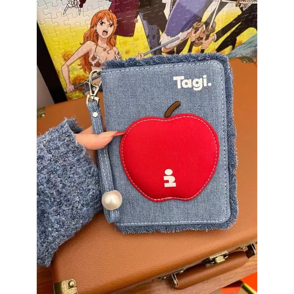 [Aria]tagi. สินค้าใหม่ "Pingping An'an" เพิร์ลเดนิมพู่กระเป๋าเก็บเอกสารหนังสือเดินทางน่ารักกระเป๋าใส่บัตร