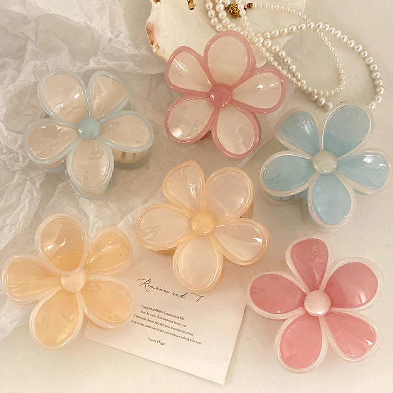 แฟชั่น Jelly Color Plumeria Flower Hairpin Grips คลิป Barrettes อุปกรณ์เสริม