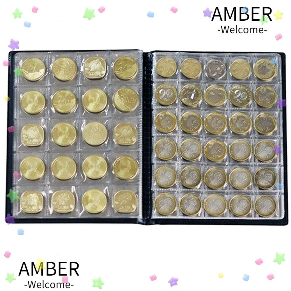 AMBER สมุดสะสมเหรียญ แสตมป์สะสมอัลบั้ม สมุดสะสมเพนนี หน้ากระเป๋าเงิน ที่ใส่เหรียญสําหรับนักสะสม