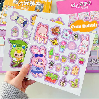 ของเล่น ใหม่การ์ตูนแม่เหล็กเงียบหนังสือตลกบ้านตุ๊กตาฉากสติกเกอร์หนังสือ ทําเอง ของเล่นเพื่อการศึกษาสําหรับเด็ก