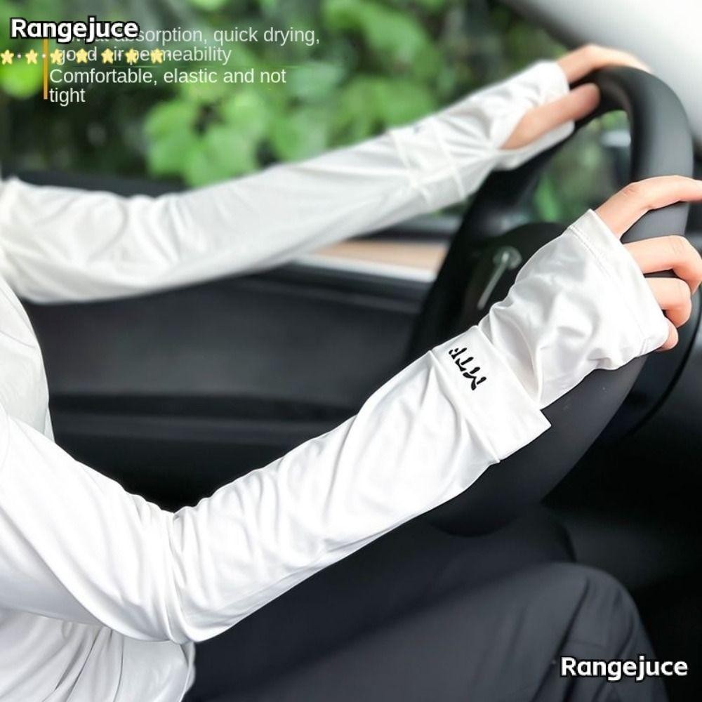 RANGEJUCE ปลอกแขนน้ําแข็ง, ปลอกแขนผ้าไหมน้ําแข็งป้องกันรังสียูวี, ถุงมือแขนยาวกันลื่นระบายอากาศ